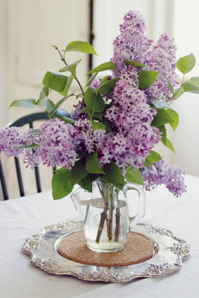 one of my favorite things is a big bouquet of lavender lilacs for my dining room table.