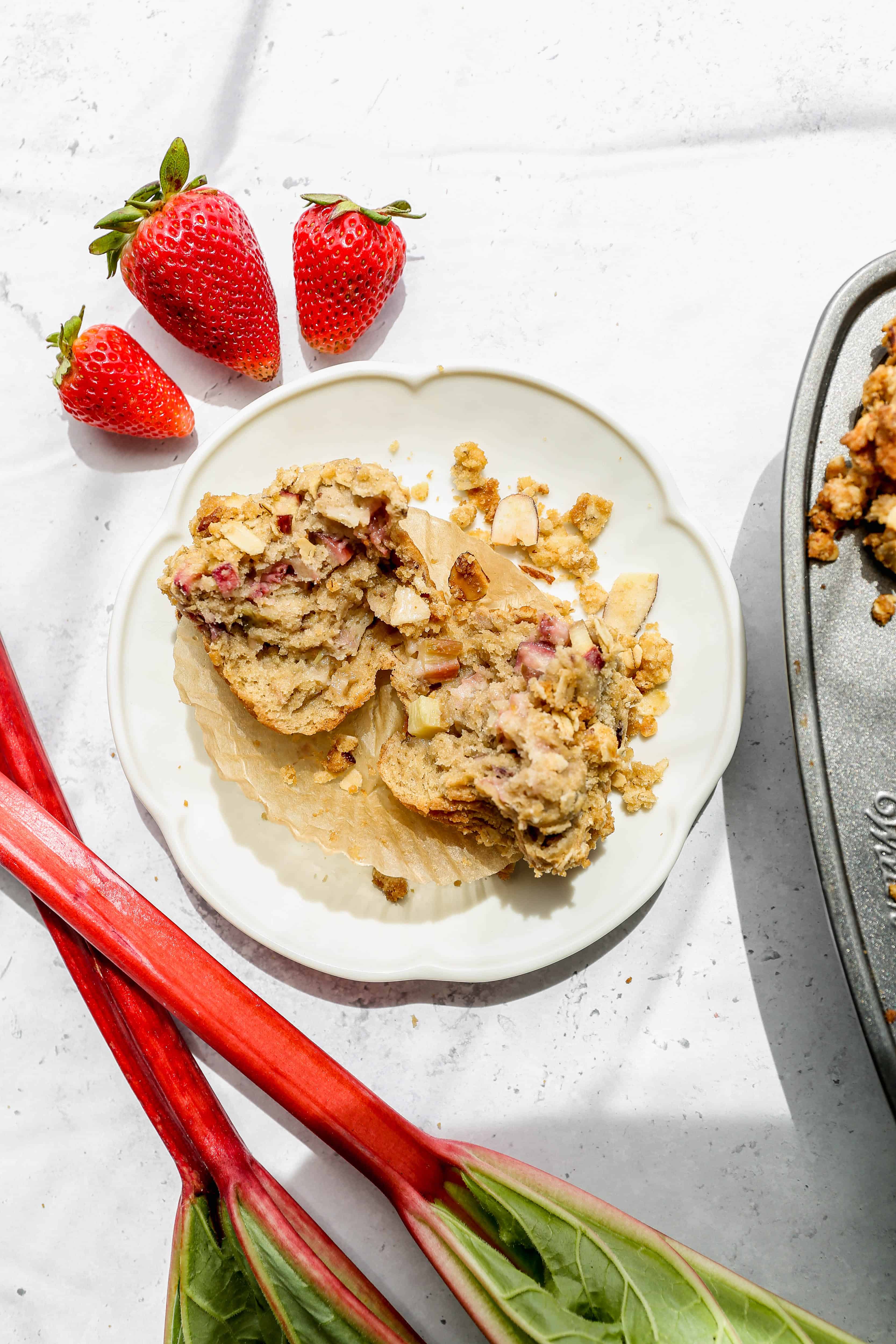 Gluten Free Strawberry Rhubarb Muffins with Almond Streusel - Small ...