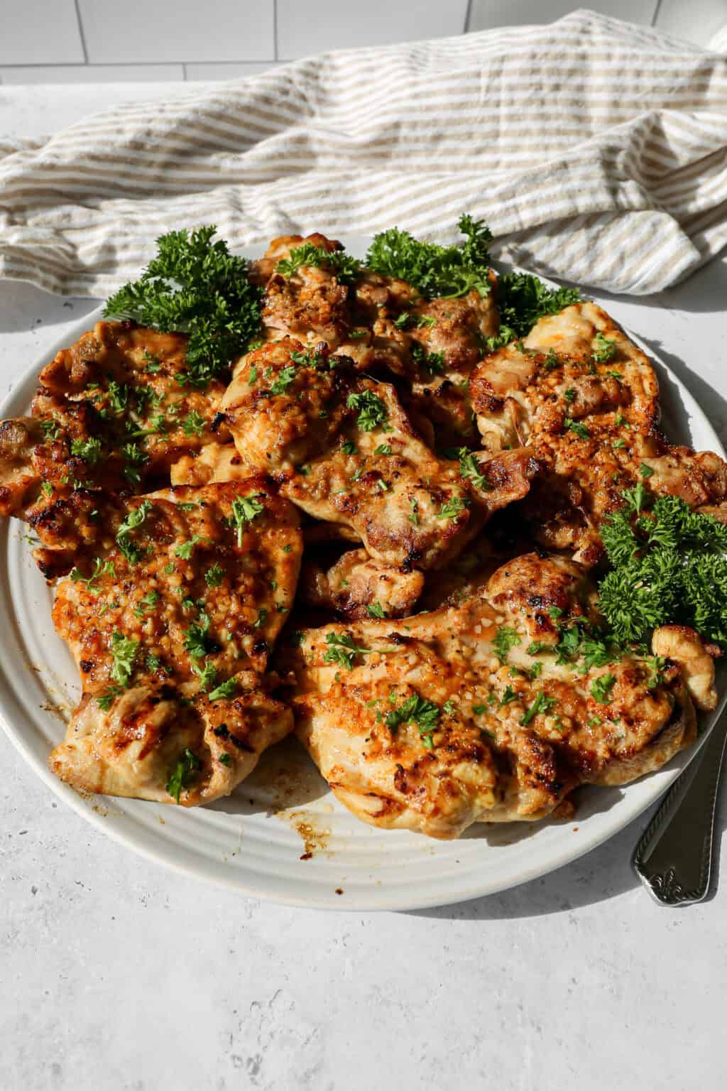 Air Fryer Lemon Garlic Chicken Thighs - Small Farm Big Life
